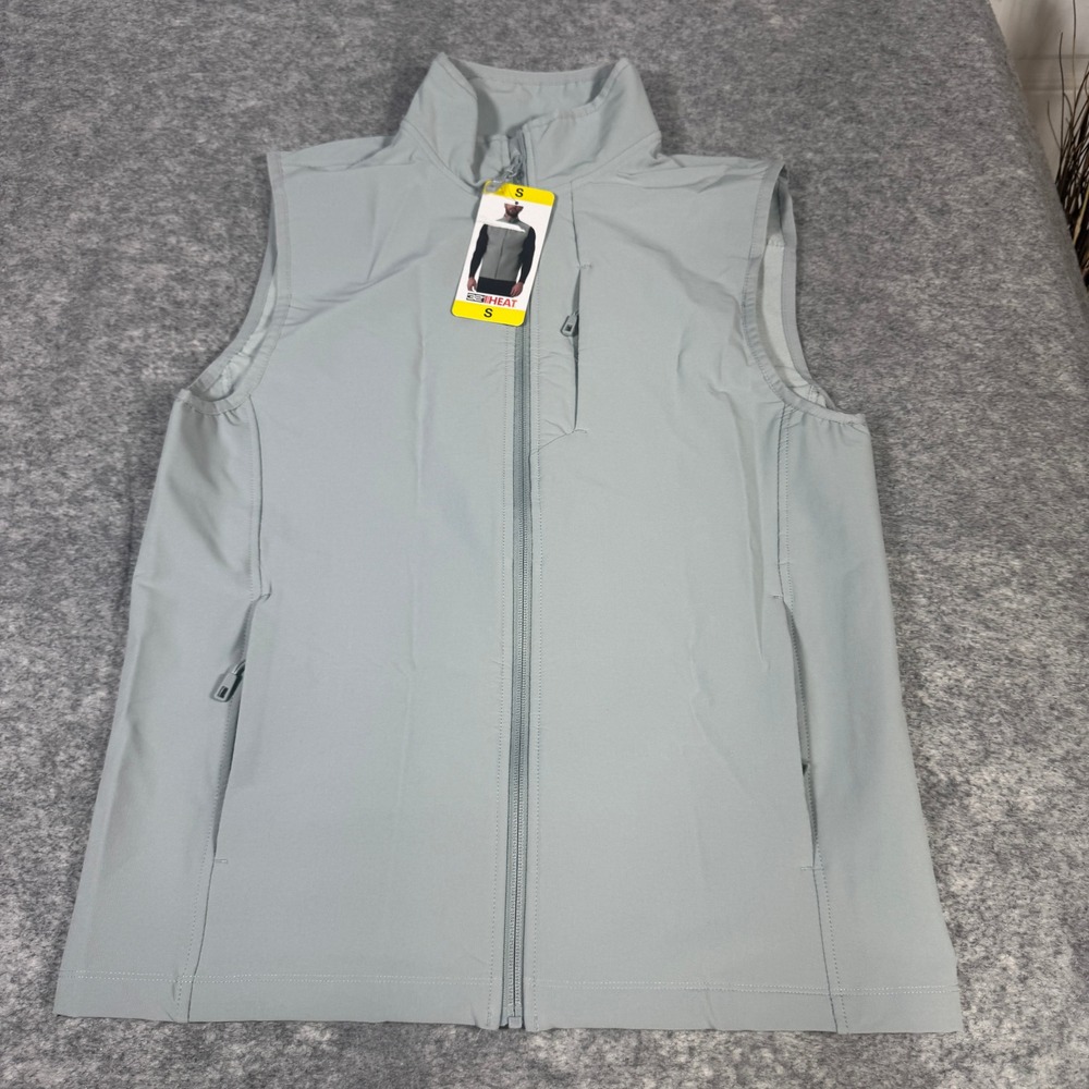 32 Degrees Heat Mens Full Zip Lightweight Stretch Fleece Lined Vest Gray Small